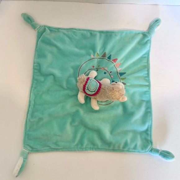 Mary Meyer Llama Alpaca Knotted Fleece Plush Lovey Security Blanket Teal - Picture 6 of 10